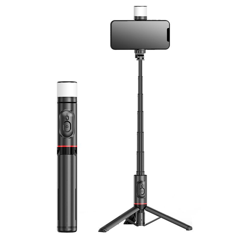 Mobile phone Bluetooth selfie stick, rotating fill light, hidden all-in-one multi-functional live streaming stand with built-in tripod