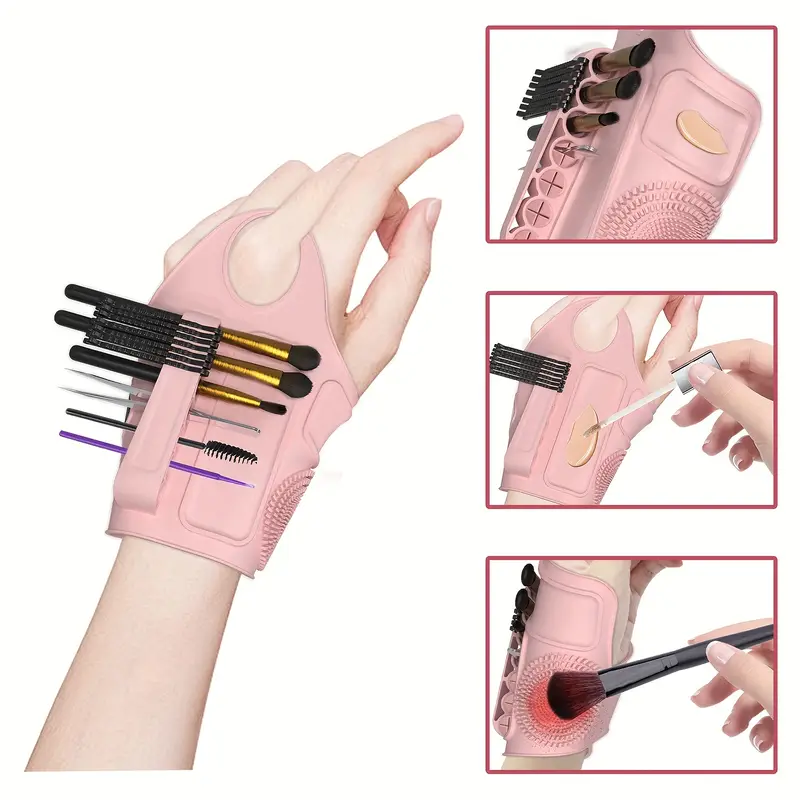 Soft Silicone Makeup Tool Adjustable Makeup Brush Accessories Makeup Palette Wrist Strap Color Palette with Storage