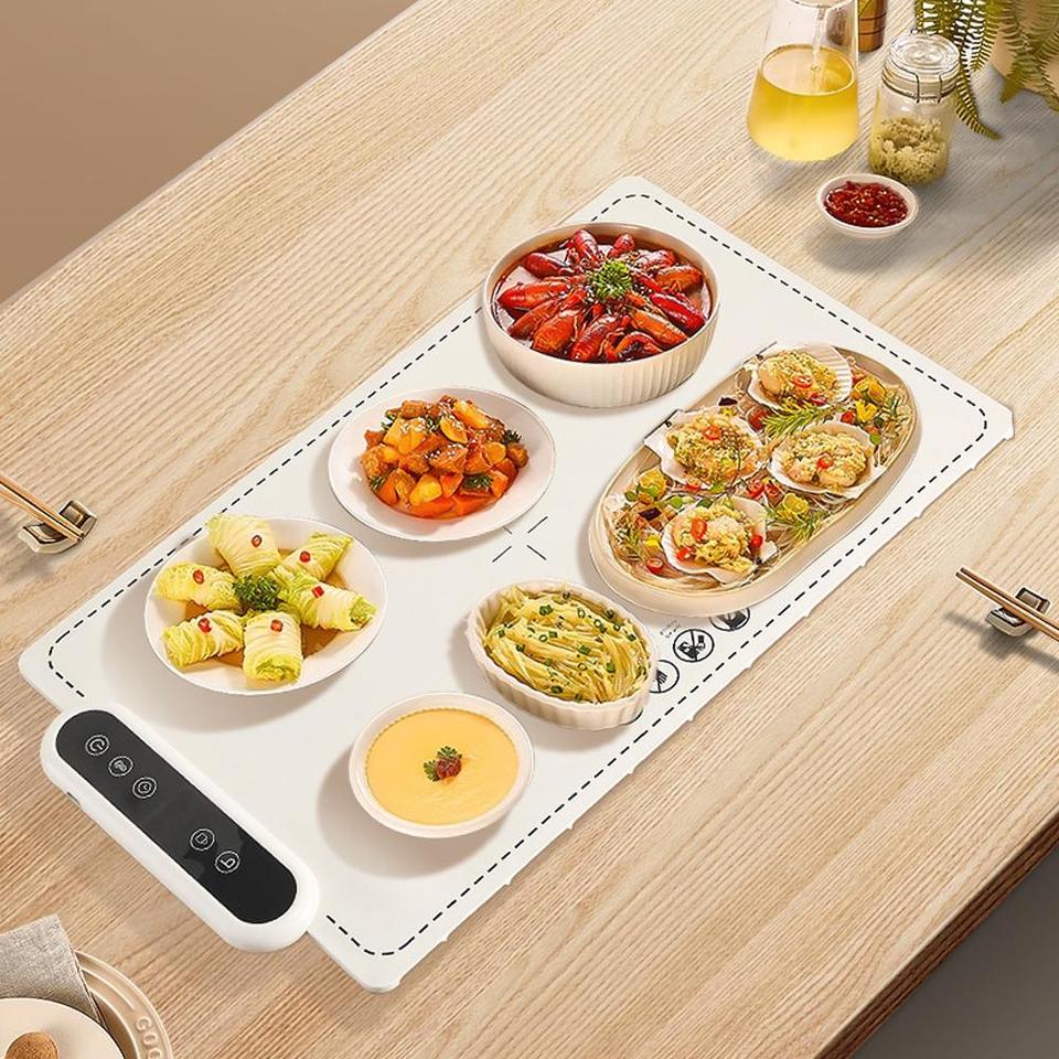 Silicone Food Warming Pad Temperature Adjustable Multifunctional Non-Slip Mat Timed Hot Dish Placemat Constant Temperature W1G9