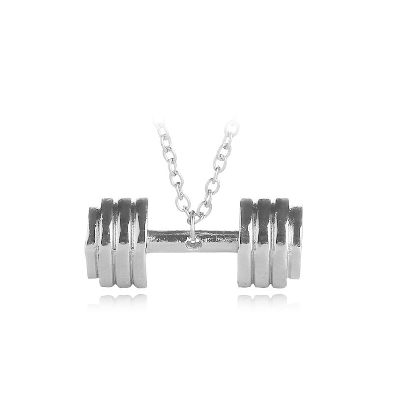 European and American style sports fitness necklace, fashionable barbell couple pendant