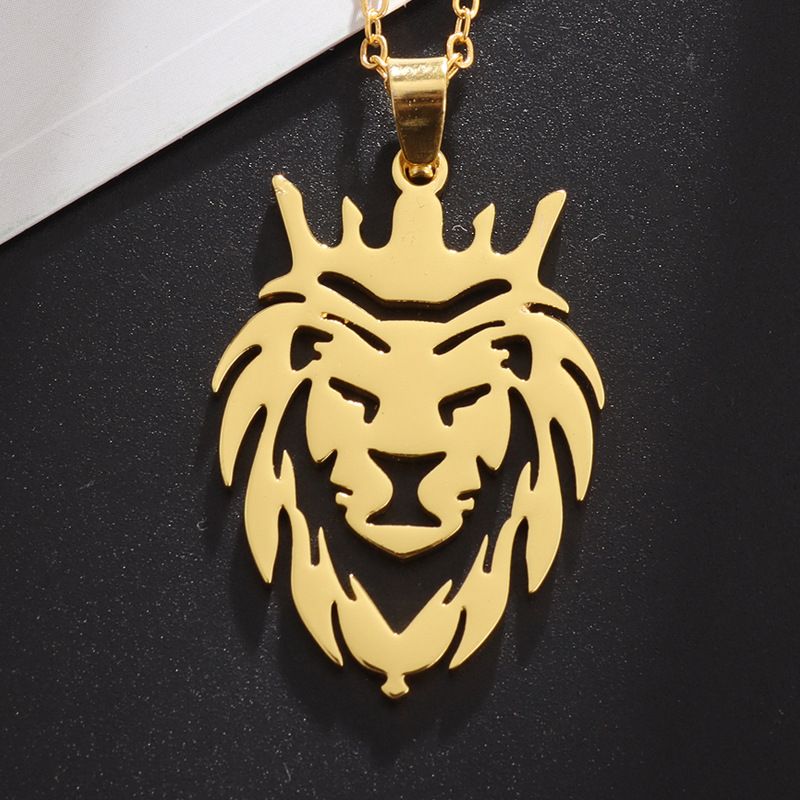 Stainless Steel Necklace Street Style Hip-Hop Lion Head Bold Pendant