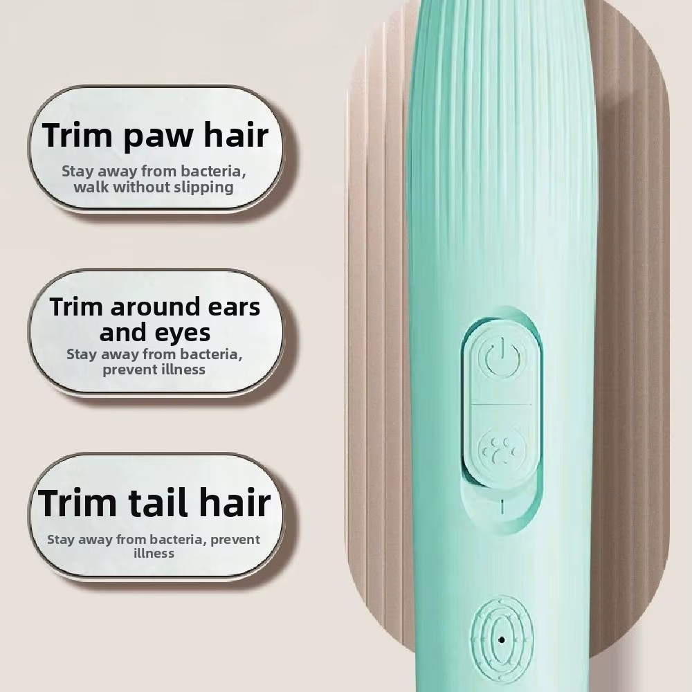 Portable Pet Electric Hair Trimmer Waterproof USB Rechargeable Cat Paw Shaver with Clean Brush Comfortable Grip Pet Foot Trimmer