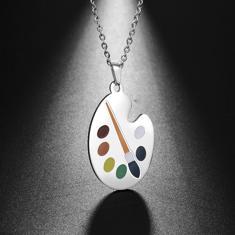 New Christmas gift cartoon pendant marker drawing version pigment version creative stainless steel necklace