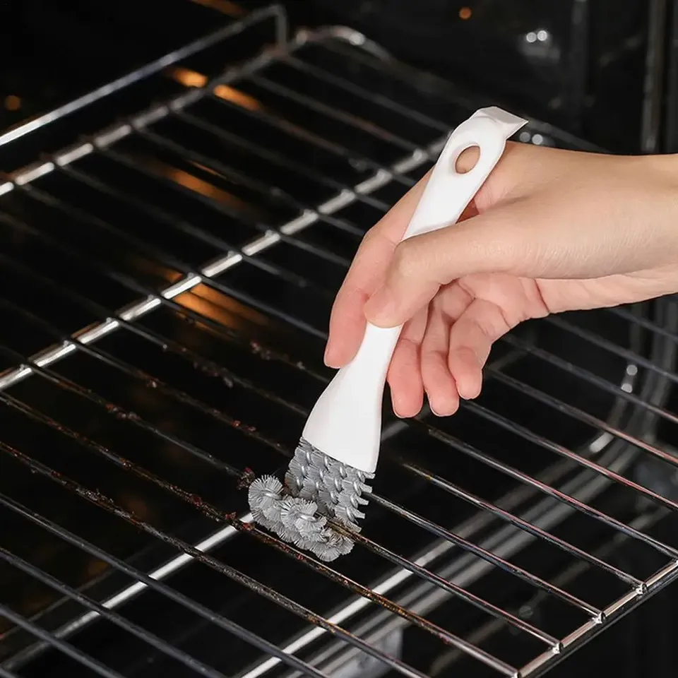 Grill Brush V-shaped Hooked Brush and Scraper Multifunctional Barbecue Kit Net Cleaning Brush for  Kitchen Gadget