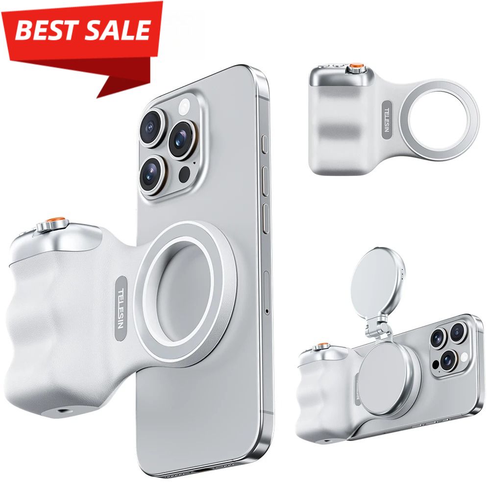 MagSafe Selfie Stick, FunSnap Magnetic Phone Photography Grip, Wireless Bluetooth Camera Shutter