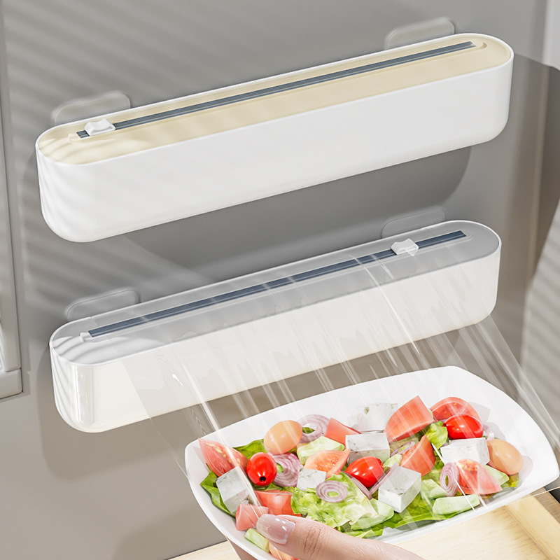 Wall Mounted Suction Cup Dual Household Disposable Plastic Wrap Cutter To Cut Food Grade Refrigerator Kitchen Tin Foil Artifact