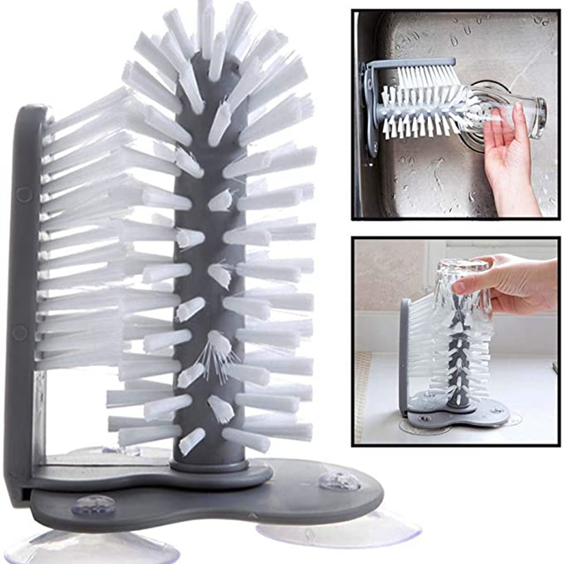 Sink Water Bottle Cleaning Brush Glass Cup Brush Goblet Mugs Cleaner Strong Suction Lazy Clean Brush Cup Glass Bar Kitchen Tools