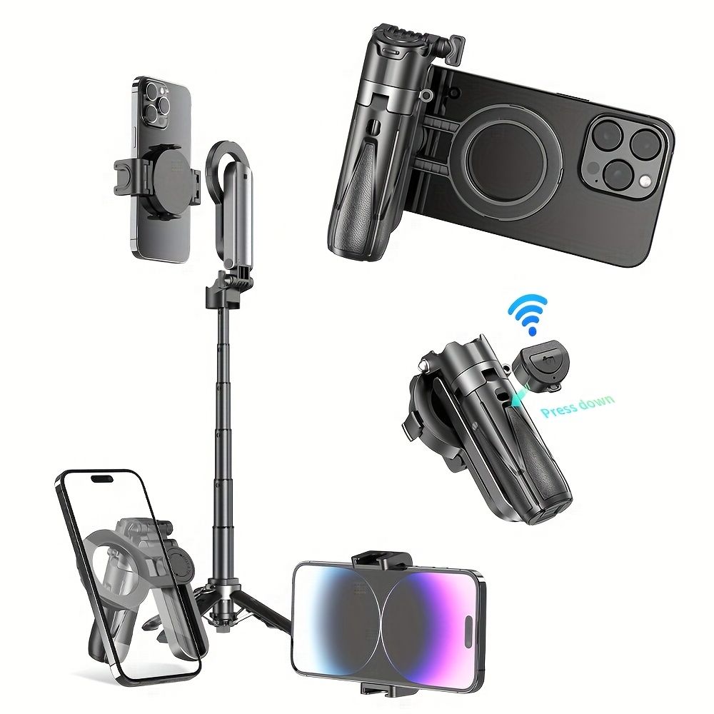 P15C Magnetic Mini Selfie Stick, Desktop Tripod, Handheld Stabilizer, P15C Mini Mobile Phone Photography Support Stand