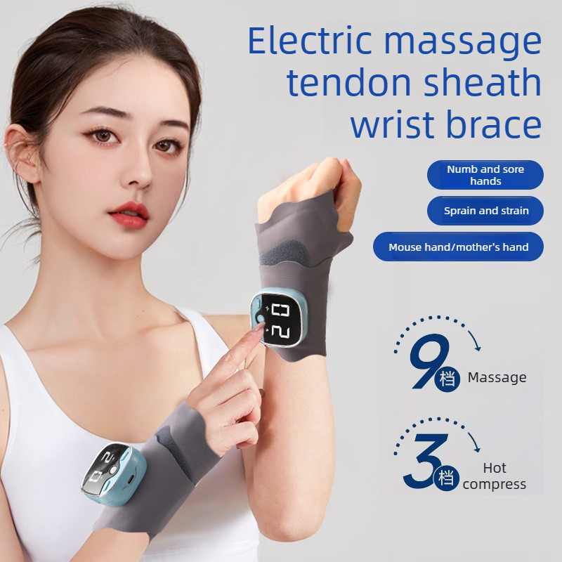 Electric Cordless Hand Wrist Massager 5 Mode Vibration Massage 9 Levels Massage Hands Rechargeable Wrist Brace Protector Wrap