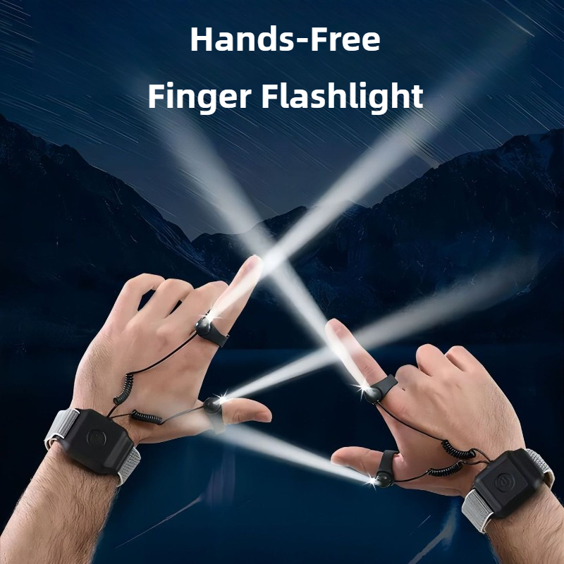 Beam Flexibility Finger Flashlight Rechargeable IP68 Waterproof Hands-Free Light for Repair, Outdoor Camping, Fishing, Long Life