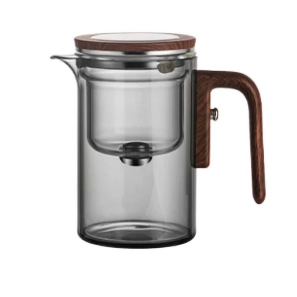 Tea infuser teapot with tea-water separation function, heat-resistant all-glass inner liner.