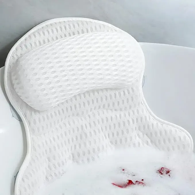 3D Bathtub Pillow for Tub Non-slip Bath Pillow for Neck Back Support with Strong Suction Cups Soft Spa Bath Pillows