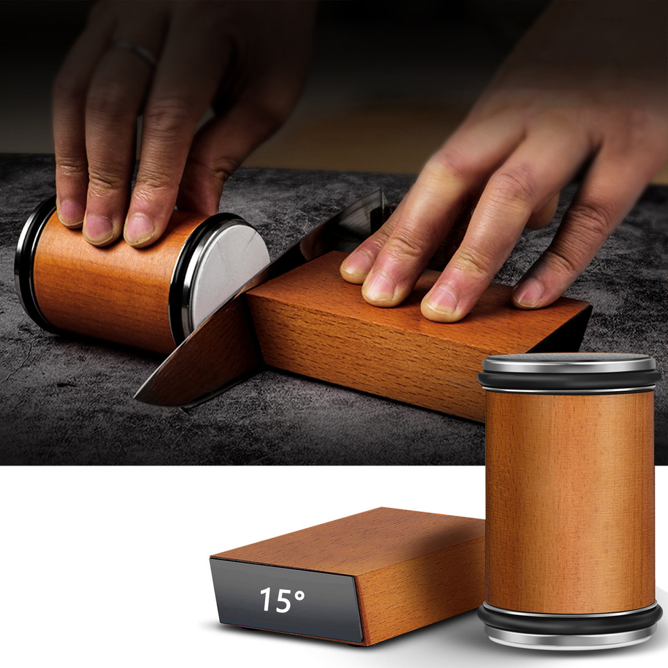 Rolling Knife Sharpener Kit Kitchen Knife Sharpener with 15 & 20 Degree Magnetic Angle Knife Sharpening with Diamonds