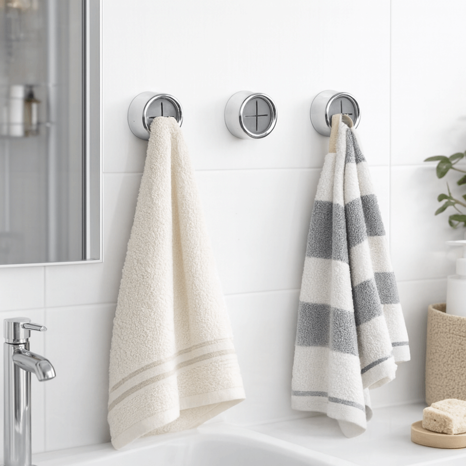 Stylish Round Dishcloth Clip Self Adhesive No Punching Towel Plug Holder Space Saving Wall Mounted Towel Rack For Home