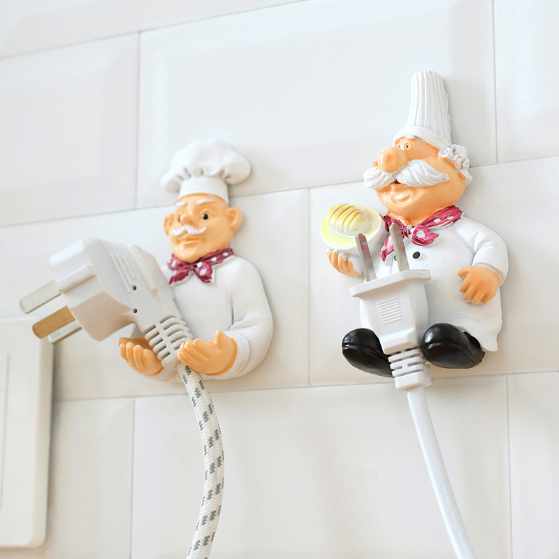 Cartoon Chef Power Cord Storage Rack, Plug Sorting Bracket, Kitchen Storage
