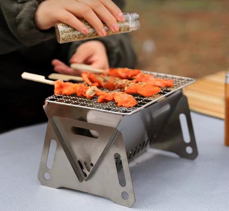 Ultra-Lightweight, Foldable, Multi-Purpose Card-Style Wood Stove — Stainless Steel BBQ Grill, Highly Portable for Heating and Campfires