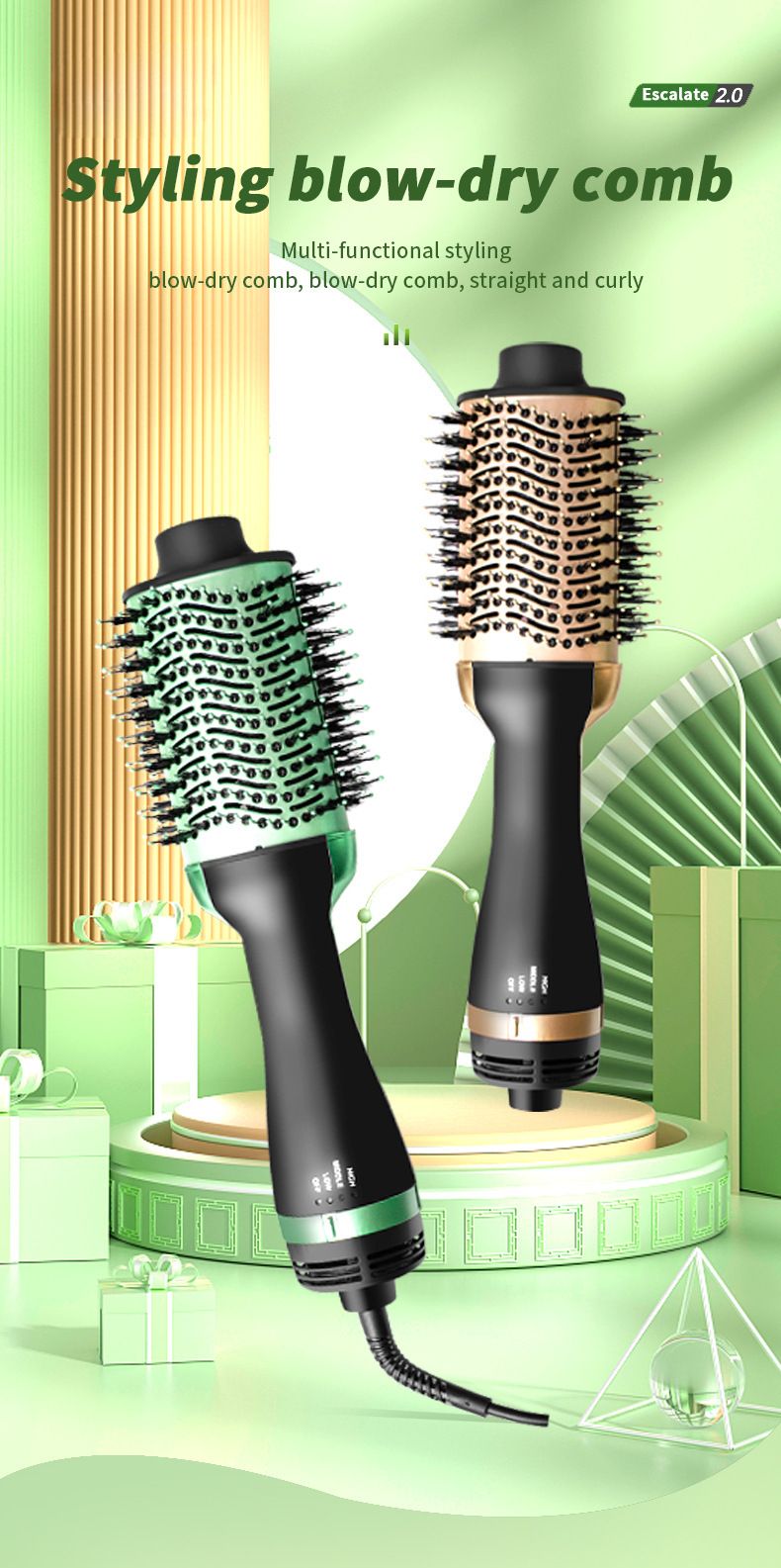 Home Use Constant-Temperature Hair Straightening Brush & Automatic Curling Iron — "Lazy-Style" Hair Curler & Styling Tool