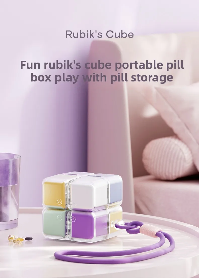 Portable Square Pill Box Pendant – Airtight & Moisture-Proof – 7-Day/3-Times-Daily Medication Organizer