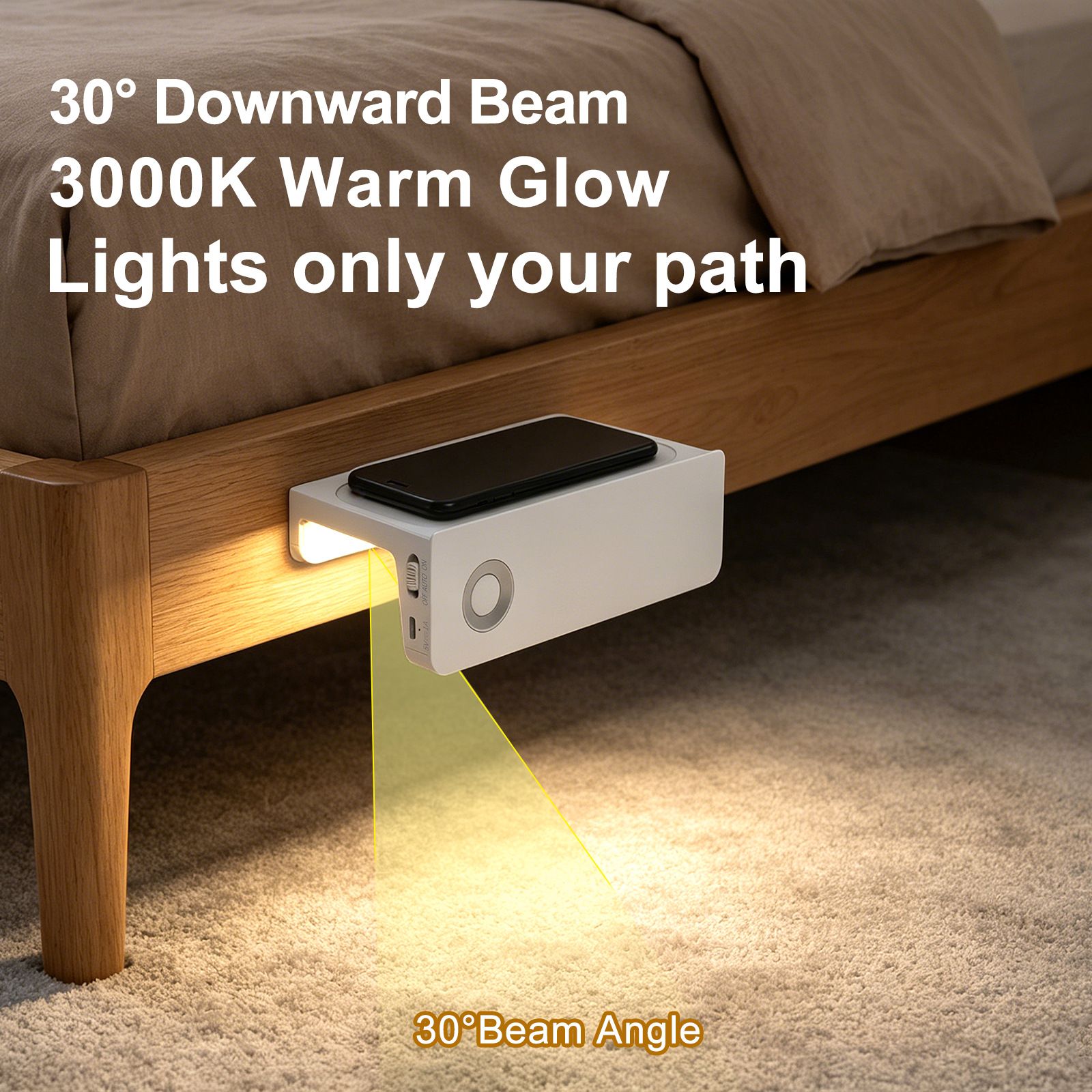LED Motion Sensor Night Light Type C Rechargeable Night Lamp 3000K LED With Shelf Magnetic For Bedroom Bathroom Table Lamp