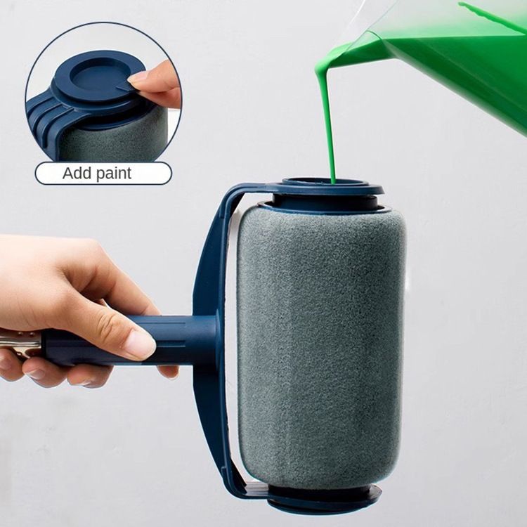 Refillable paint roller brush with built-in storage - durable plastic construction, easy-to-fill design for wall paint, refinish